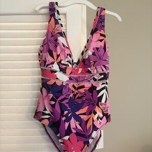 NWT Women’s Cupshe Alegria Plunge Ladder Trim One Piece Swimsuit Size Large